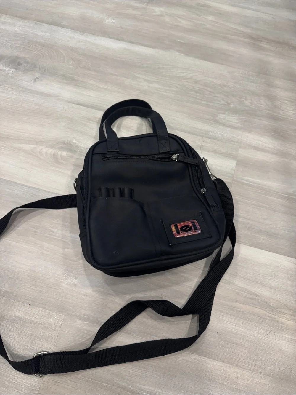 lei Black Compact Crossbody Bag with Front Organizer